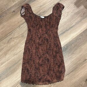 Top shop dark red leopard print dress